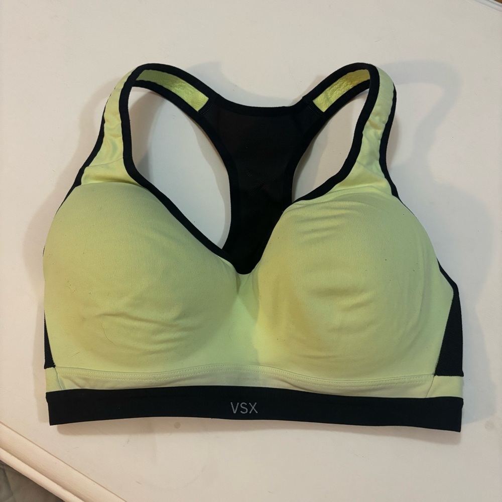 VSX Yellow and Black Sports Bra with Racerback Design 34 D